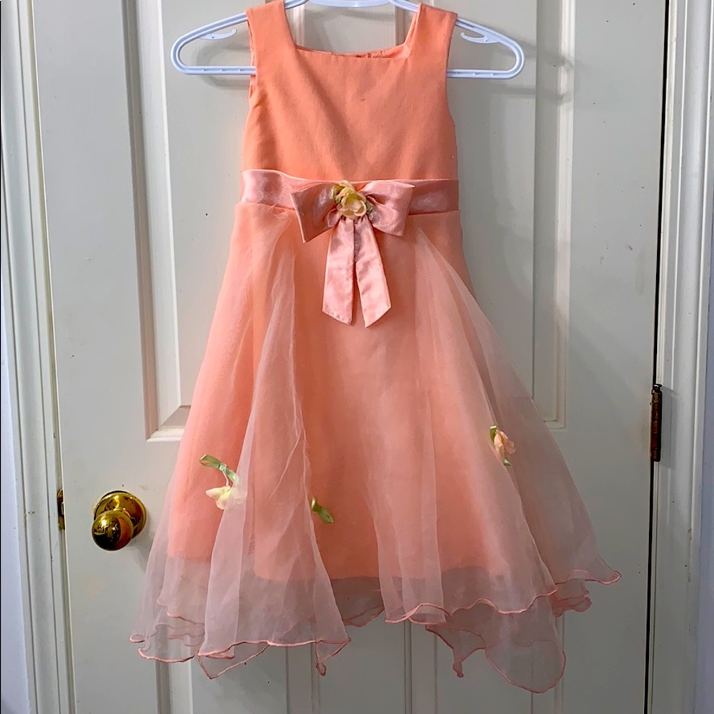 Salmon coloured netted dress